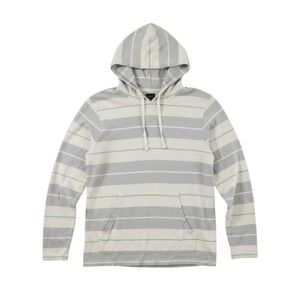 RVCA Striped Knit Pullover Hoodie White Grey Hooded Men's Long Sleeve Medium
